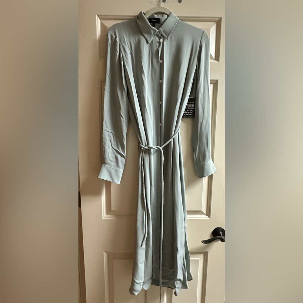 NWT Theory Silk Belted Shirt Dress $595